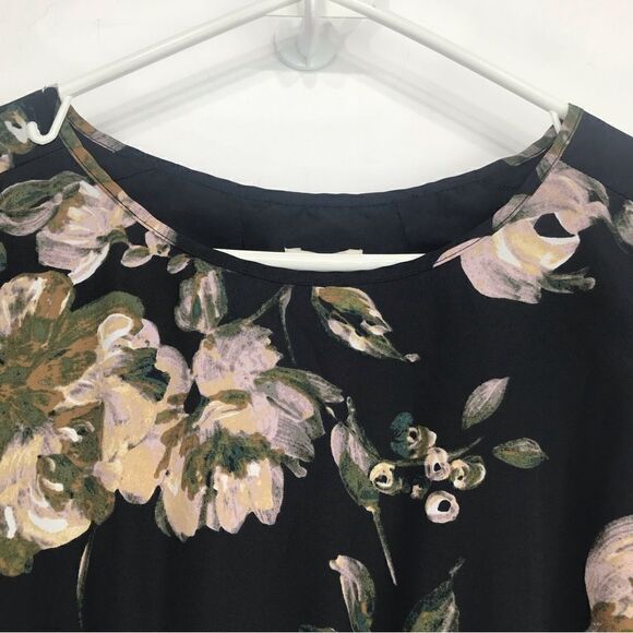 J. Crew Factory Dark Floral Long Sleeve Faux Wrap Skirt Mini Dress - Picture 10 of 16